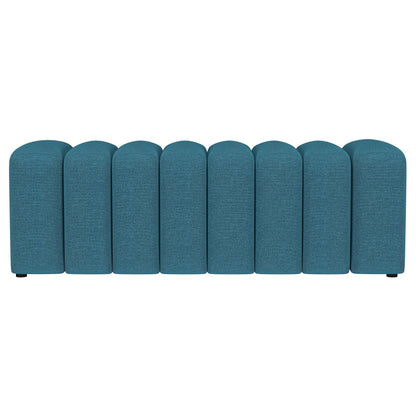 Summer Fabric Upholstered Tufted Accent Bench Peacock Blue