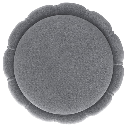 Sora Round Upholstered Ottoman Grey