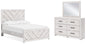 Cayboni Full Panel Bed with Mirrored Dresser