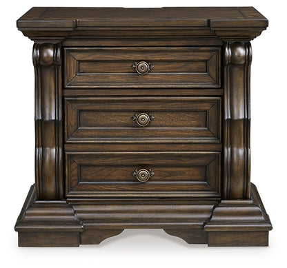 Maylee King Upholstered Bed with Mirrored Dresser and Nightstand