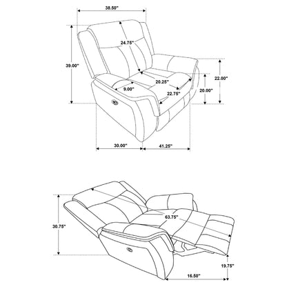 Lawrence Upholstered Padded Arm Glider Recliner Charcoal