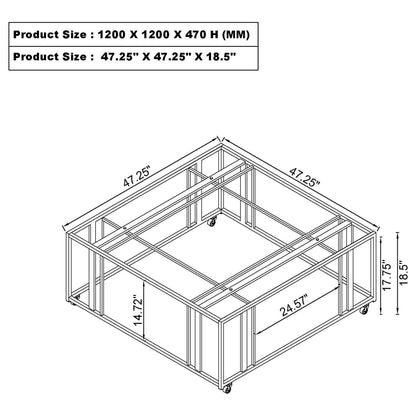 Adri Square Glass Top Coffee Table with Casters Black Nickel