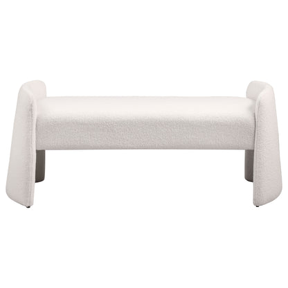 Peoria Velvet Upholstered Accent Bench Ivory