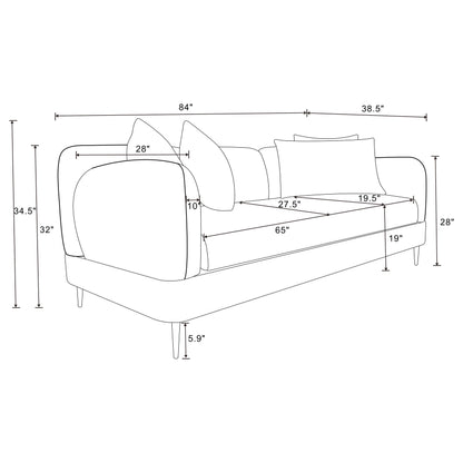 Jade Chenille Upholstered Modern Track Arm Sofa Green