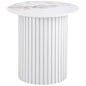 Rowena Round Sintered Stone End Table White Faux Marble