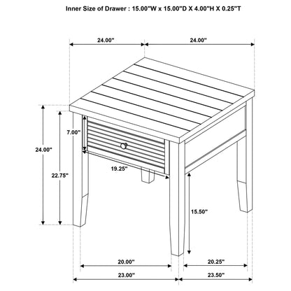 Concord 1-drawer Square End Table Distressed Java