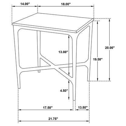 Baldwin Rectangular Marble Top Side Table White and Gold