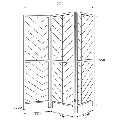 Marlene 3-Panel Room Divider Folding Screen Rustic Tobacco