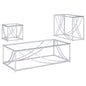 Lille 3-piece Glass Top Coffee And End Table Set Chrome
