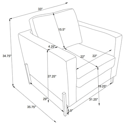 Tilly 3-piece Upholstered Track Arm Sofa Set Oatmeal