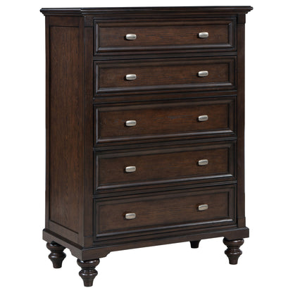 Devon 5-piece Full Bedroom Set Wine Red and Dark Oak