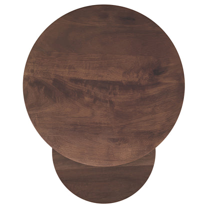 Yency 2-piece Round Mango Wood Nesting Table Set Dark Brown Mango