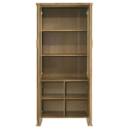 Adina 77-inch Tall Display Cabinet Distressed Light Brown