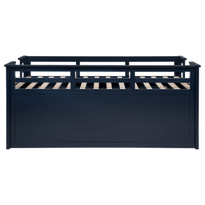 Carlsbad Wood Twin Captains Bed With Trundle Navy Blue