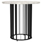 Haven Round Genuine White Marble Top End Side Table Black