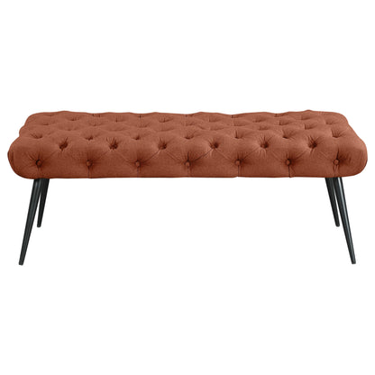 Ella Upholstered Tufted Bench Metal Legs Rust