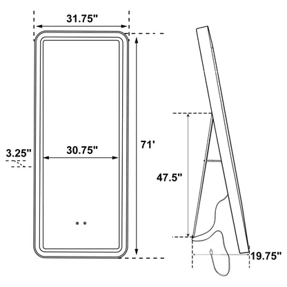 Glendora LED Standing Mirror with Bluetooth Speaker Black