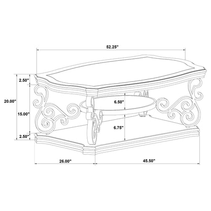 Laney 1-shelf Glass Top Rectangular Coffee Table Deep Merlot
