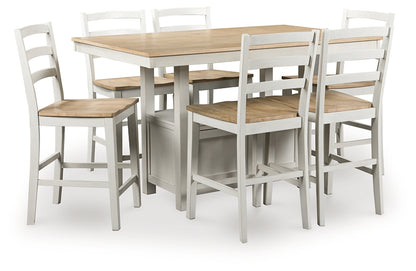 Purlaney Counter Height Dining Table and 6 Barstools
