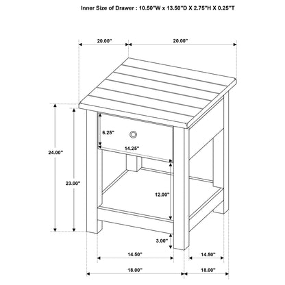 Payne 3-piece Coffee and 1-drawer End Table Set Brown