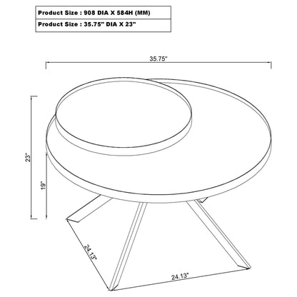Briggs Round Marble Printed Glass Top Coffee Table White