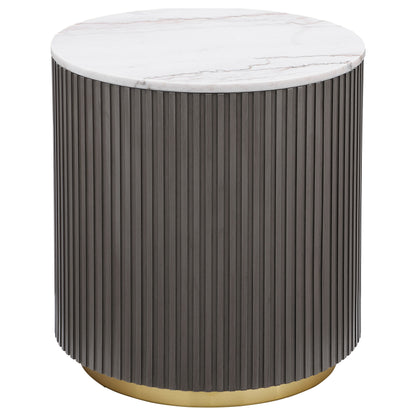 Jason 2-piece Round Marble Coffee and End Table Set White