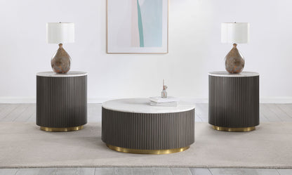 Jason 3-piece Round Marble Coffee and End Table Set White