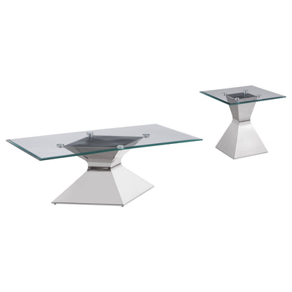 Jenny 2-piece Rectangular Coffee and End Table Set Chrome