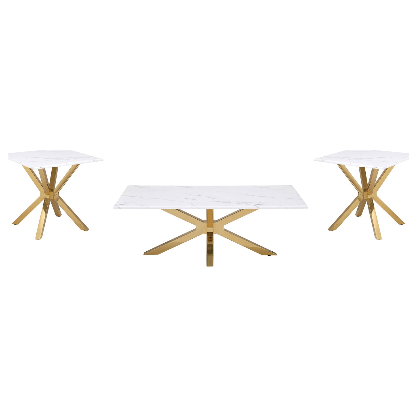 Visalia 3-piece Faux Marble Coffee and End Table Set White