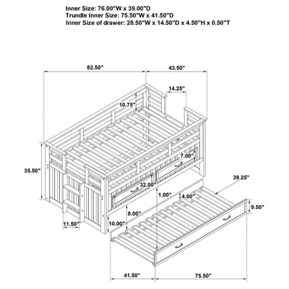 Carlsbad Wood Twin Captains Bed With Trundle Navy Blue