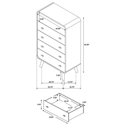 Robyn 5-piece Eastern King Bedroom Set Light Ash