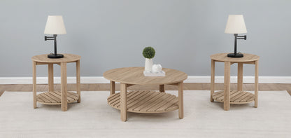 Fowler 3-piece Round Coffee and End Table Set Natural