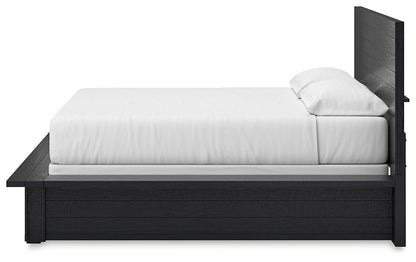 Londer California King Panel Bed with Mirrored Dresser and Chest