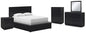 Londer Queen Panel Bed with Mirrored Dresser, Chest and Nightstand