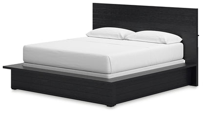 Londer California King Panel Bed with Mirrored Dresser, Chest and Nightstand