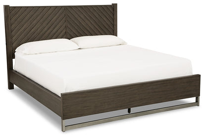 Arkenton California King Panel Bed with Mirrored Dresser and Chest