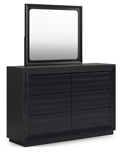 Londer Queen Panel Bed with Mirrored Dresser and Chest