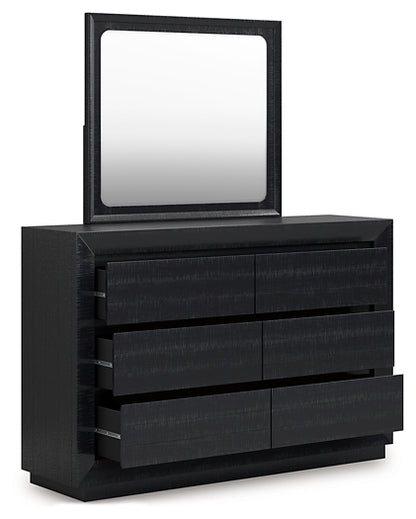 Londer Queen Panel Bed with Mirrored Dresser and Chest