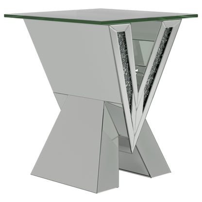 Taffeta 2-piece Mirrored Coffee and End Table Set Silver