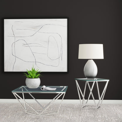 Brittania 2-piece Square Coffee and End Table Set Nickel