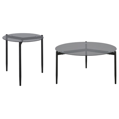 Rosalie 2-piece Round Coffee and End Table Set Grey