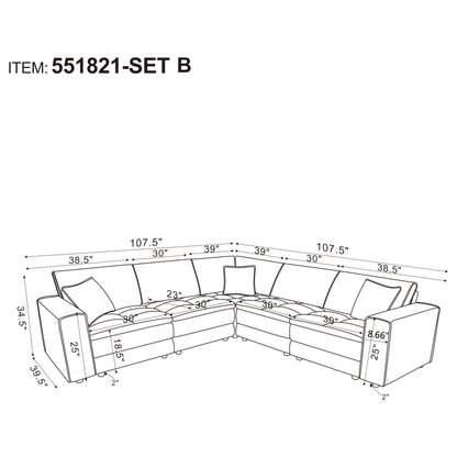 Atlantic 5-piece Upholstered Modular Sectional Sofa Blue