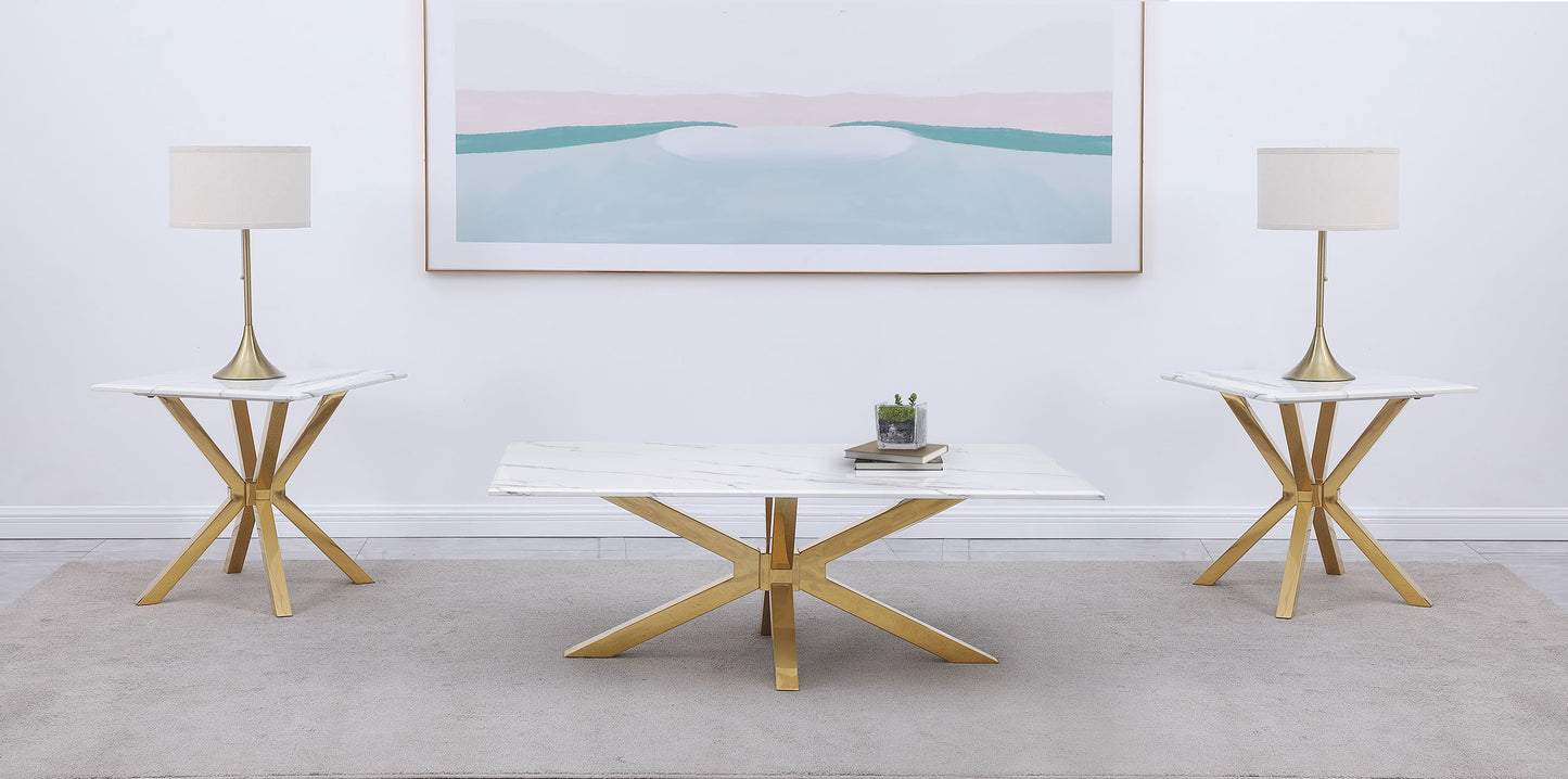 Visalia 3-piece Faux Marble Coffee and End Table Set White