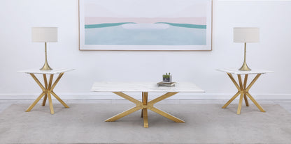 Visalia 3-piece Faux Marble Coffee and End Table Set White