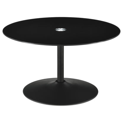Ganso 3-piece Round Glass Top Coffee and End Table Set Black