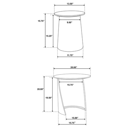 Yency 2-piece Round Mango Wood Nesting Table Set Dark Brown Mango