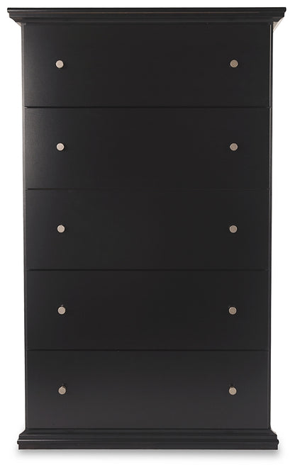 Queen Panel Bed with Mirrored Dresser and Chest