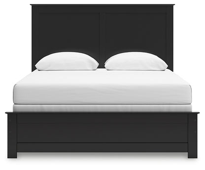 Queen Panel Bed with Mirrored Dresser and Chest