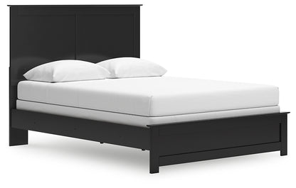 Queen Panel Bed with Mirrored Dresser and Chest