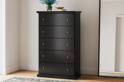 Queen Panel Bed with Mirrored Dresser and Chest